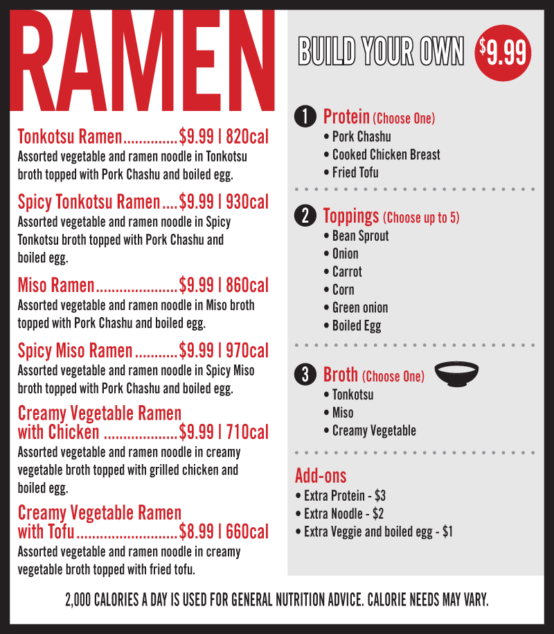 Ramen Menu